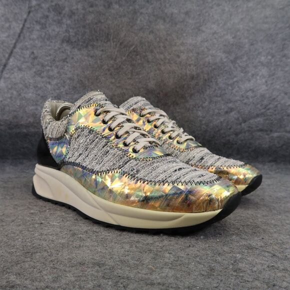 Sarah Summer Shoes Womens 38 Sneakers Fashion Lifestyle Tweed Iridescent Anthro - Picture 1 of 16